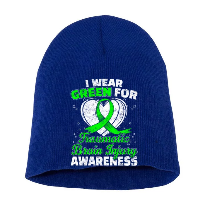 Tbi Traumatic Brain Injury Awareness Green Ribbon Cool Gift Short Acrylic Beanie