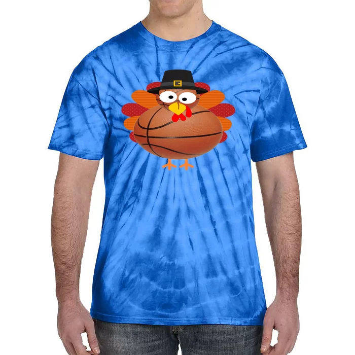 Thanksgiving Turkey Basketball Gift Basketball Pilgrim Turkey Gift Tie-Dye T-Shirt