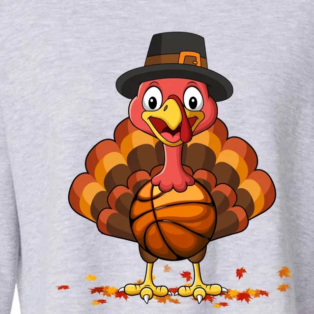 Thanksgiving Turkey Basketball Player Funny Boys Girls Funny Gift Cropped Pullover Crew