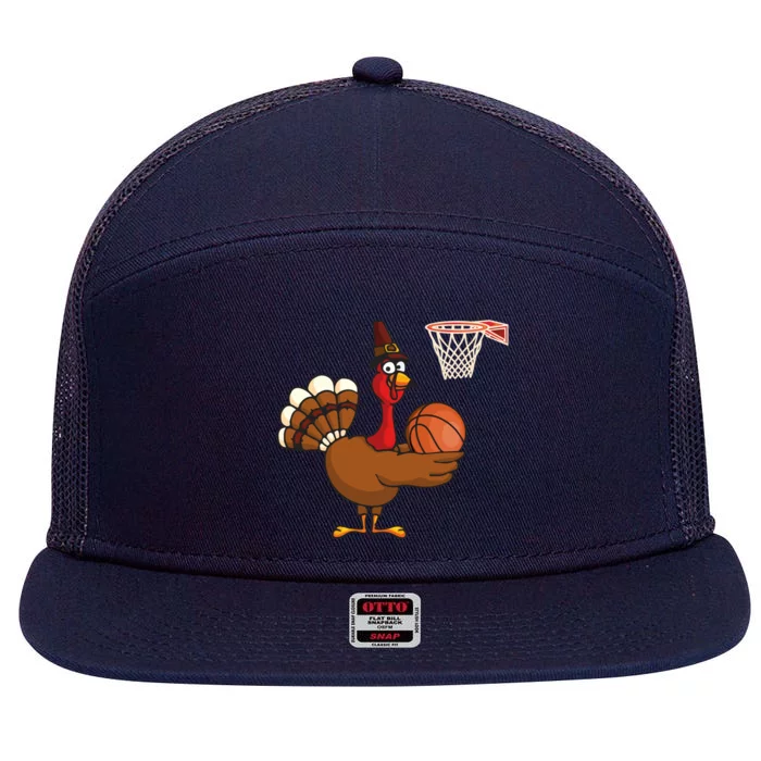 Thanksgiving Turkey Basketball Player Funny Boys Girls Cool Gift 7 Panel Mesh Trucker Snapback Hat