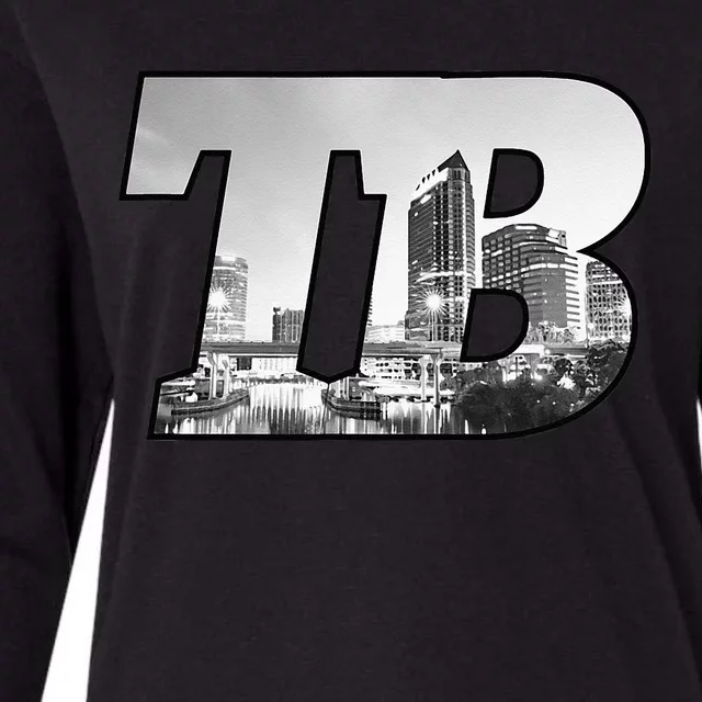 TB Tampa Bay City Skyline Of Tampa Bay Florida Womens Cotton Relaxed Long Sleeve T-Shirt