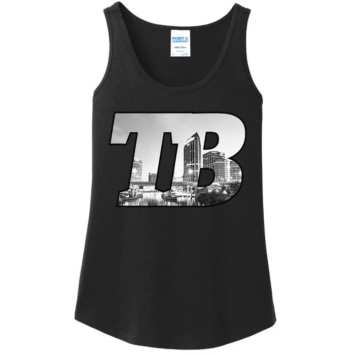 TB Tampa Bay City Skyline Of Tampa Bay Florida Ladies Essential Tank