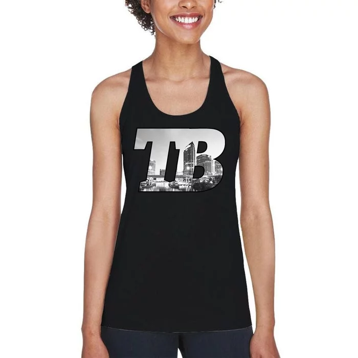 TB Tampa Bay City Skyline Of Tampa Bay Florida Women's Racerback Tank