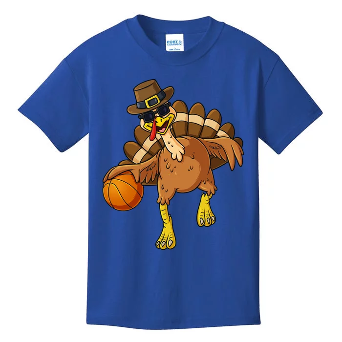 Thanksgiving Turkey Basketball Player Funny Boys Girls Gift Kids T-Shirt