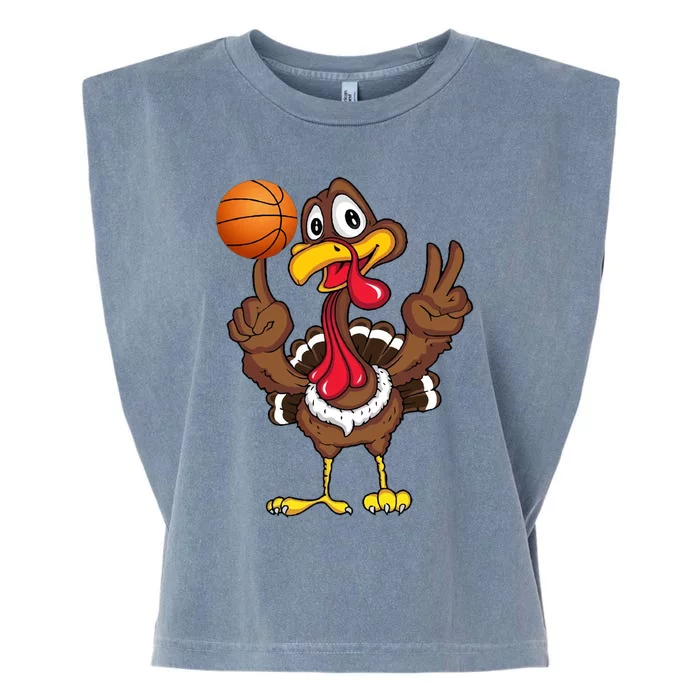 Thanksgiving Turkey Basketball Player Funny Gift Garment-Dyed Women's Muscle Tee