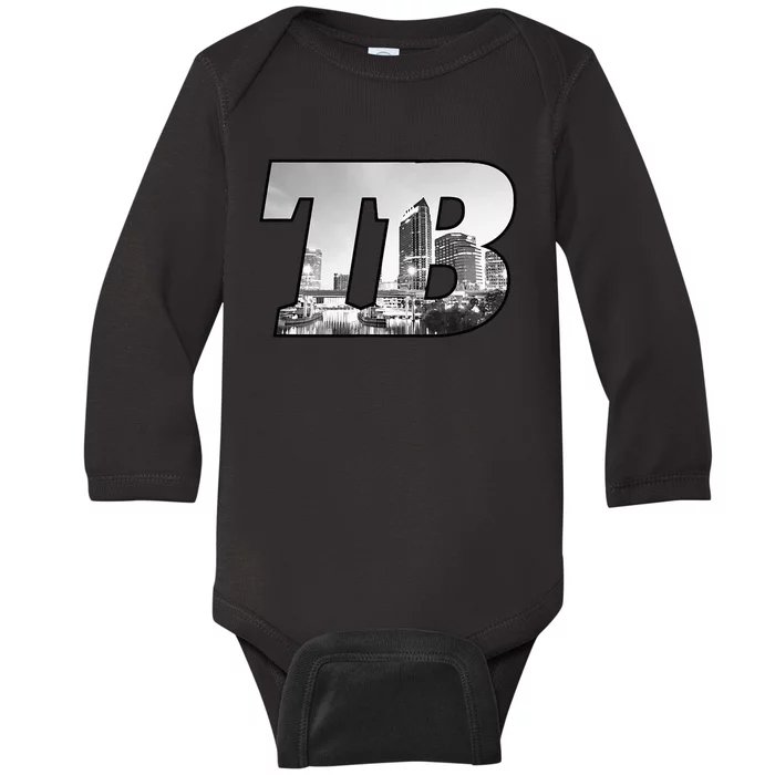 TB Tampa Bay City Skyline of Tampa Bay Florida Baby Long Sleeve Bodysuit