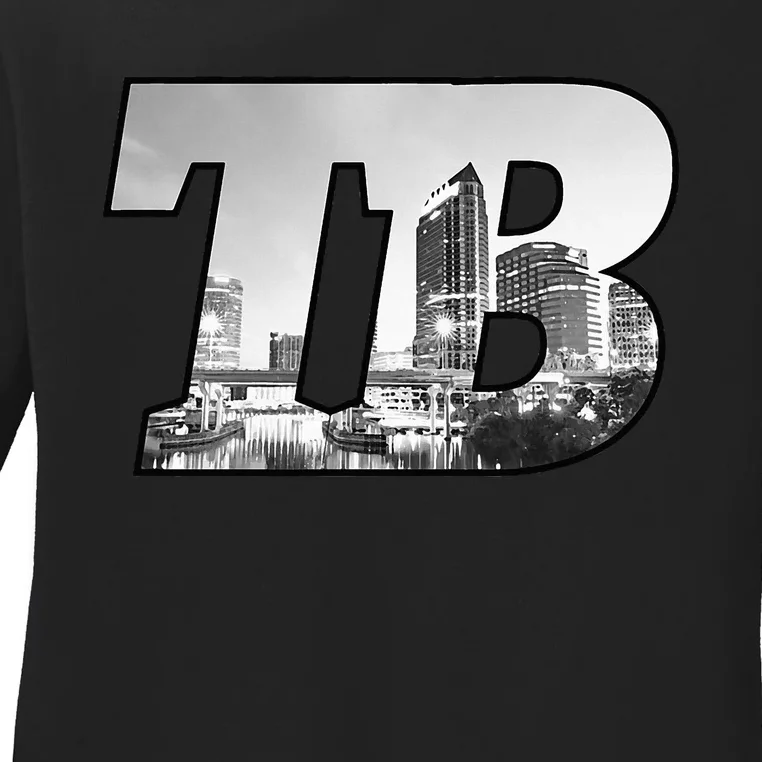 TB Tampa Bay City Skyline of Tampa Bay Florida Ladies Long Sleeve Shirt