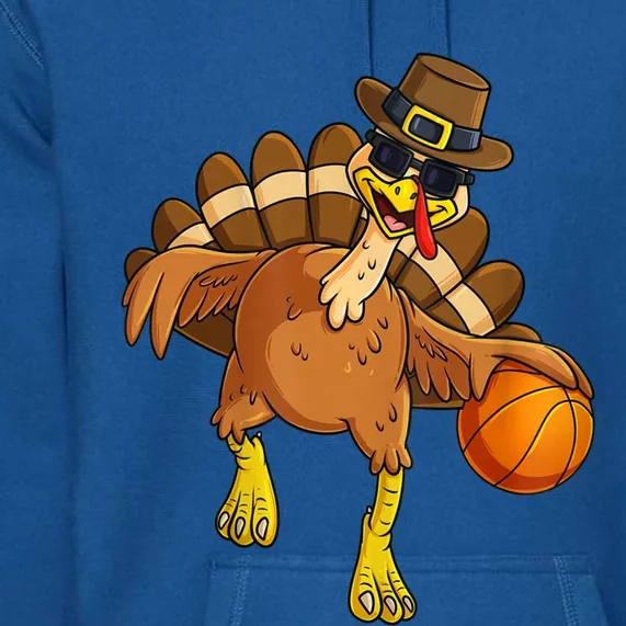 Thanksgiving Turkey Basketball Player Pilgrim Boys Gift Premium Hoodie