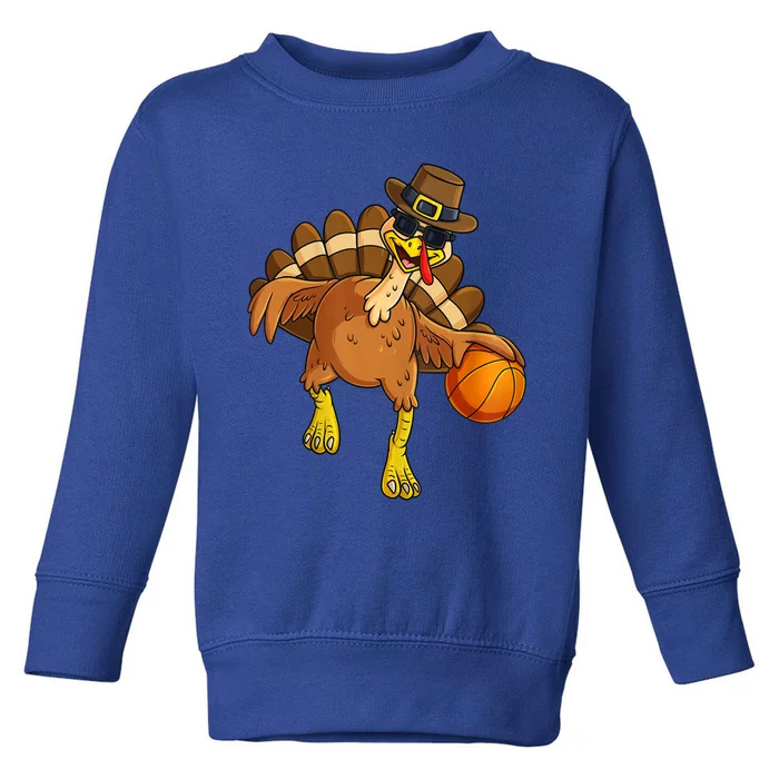 Thanksgiving Turkey Basketball Player Pilgrim Boys Gift Toddler Sweatshirt