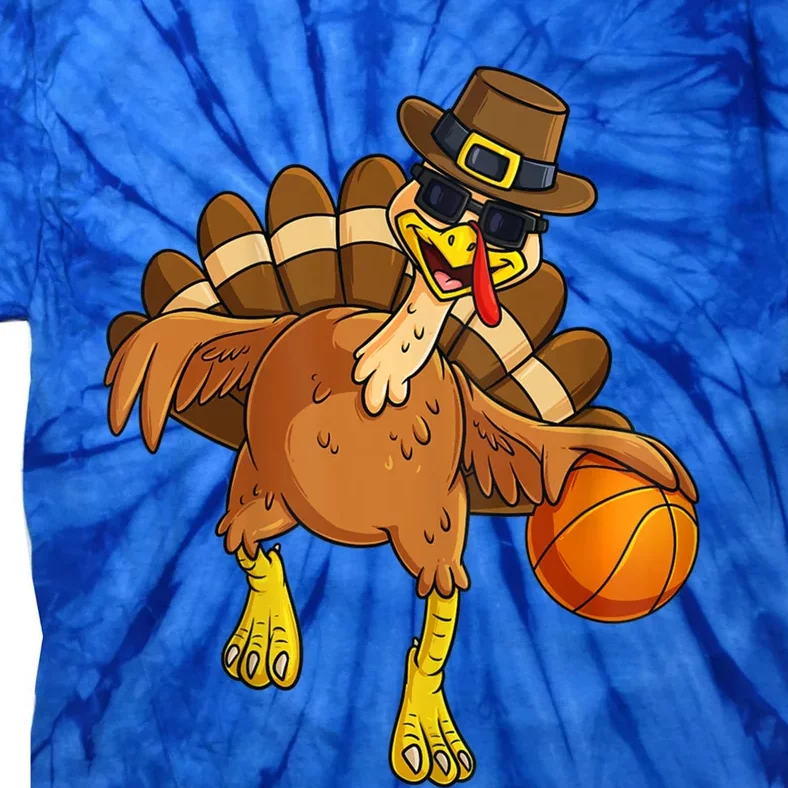 Thanksgiving Turkey Basketball Player Pilgrim Boys Gift Tie-Dye T-Shirt