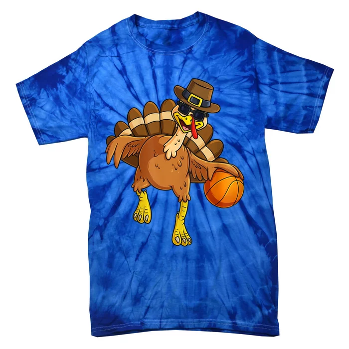 Thanksgiving Turkey Basketball Player Pilgrim Boys Gift Tie-Dye T-Shirt