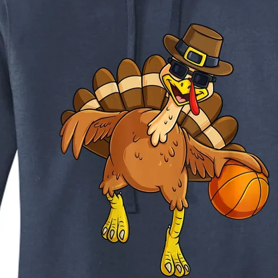 Thanksgiving Turkey Basketball Player Pilgrim Boys Gift Women's Pullover Hoodie