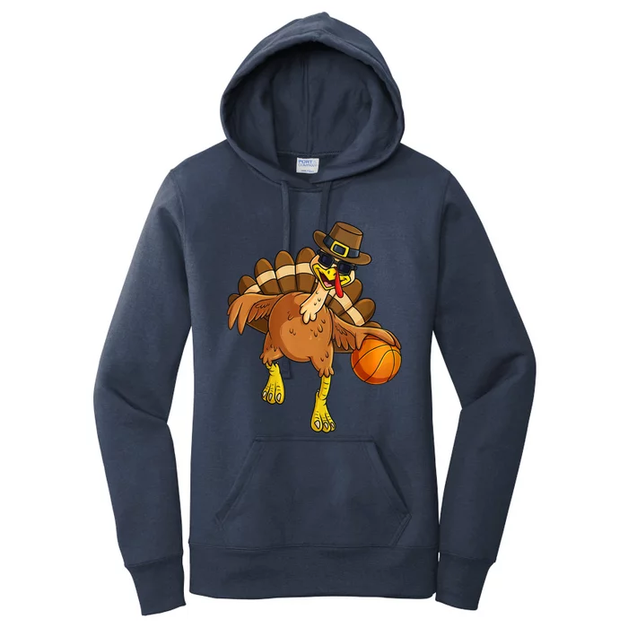 Thanksgiving Turkey Basketball Player Pilgrim Boys Gift Women's Pullover Hoodie