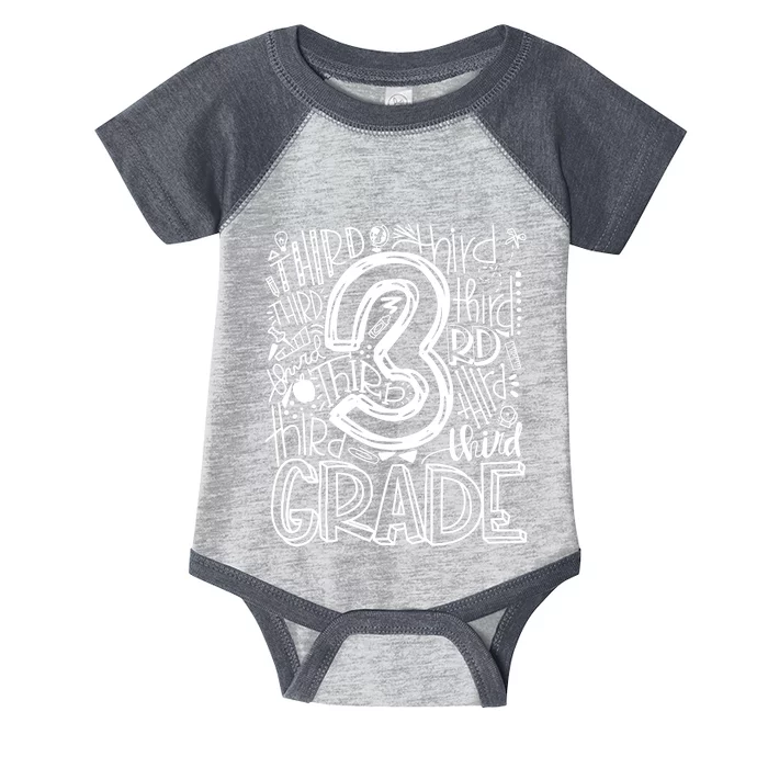 Team Teacher Back To School 3rd Third Grade Typography Infant Baby Jersey Bodysuit