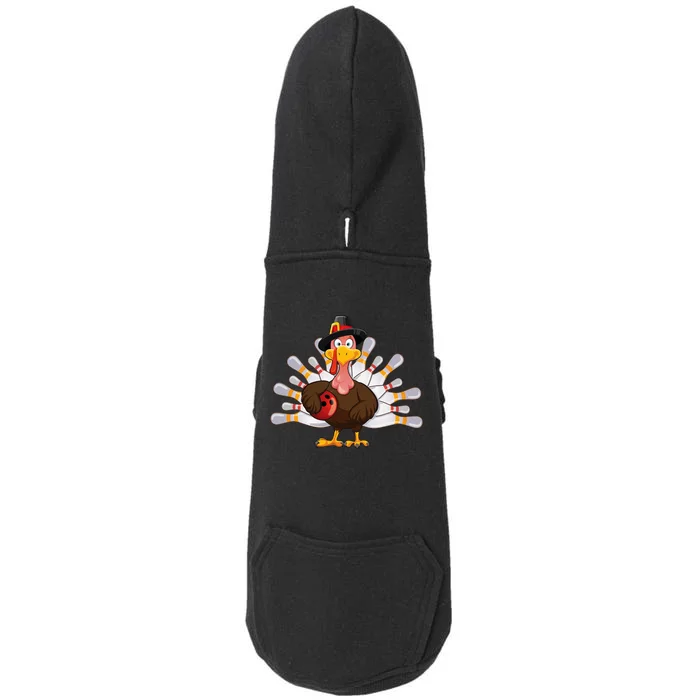 Thanksgiving Turkey Bowling Pin Team Match Doggie 3-End Fleece Hoodie