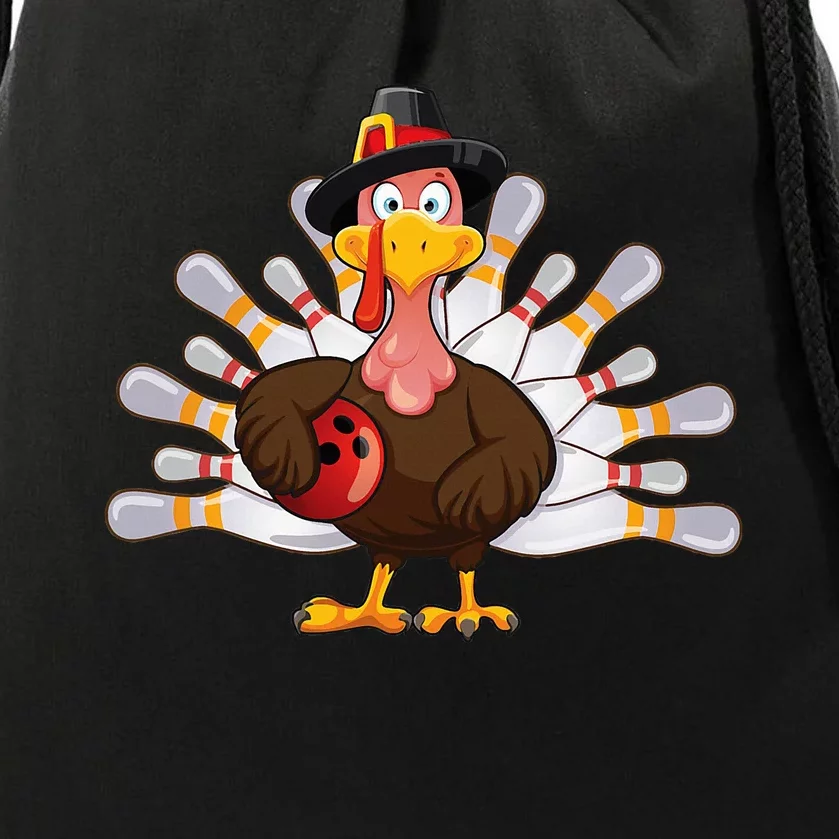 Thanksgiving Turkey Bowling Pin Team Match Drawstring Bag