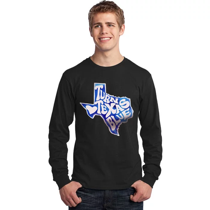 Turn Texas Blue Original Design Blue Wave Tall Long Sleeve T-Shirt