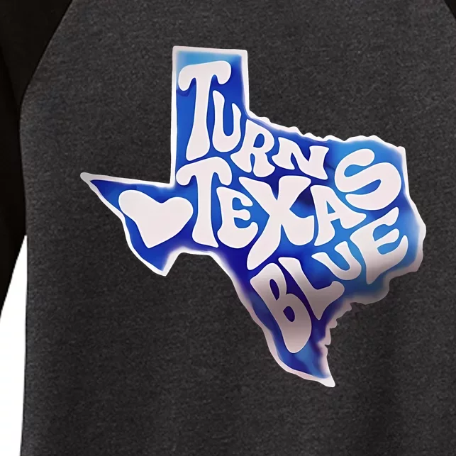 Turn Texas Blue Original Design Blue Wave Women's Tri-Blend 3/4-Sleeve Raglan Shirt