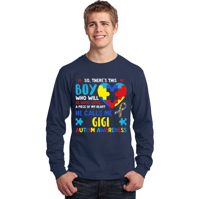 ThereS This Boy He Calls Me Gigi Gg Autism Awareness Long Sleeve Shirt