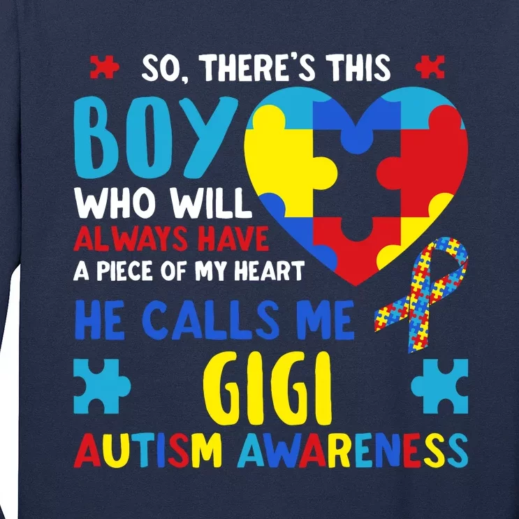 ThereS This Boy He Calls Me Gigi Gg Autism Awareness Long Sleeve Shirt