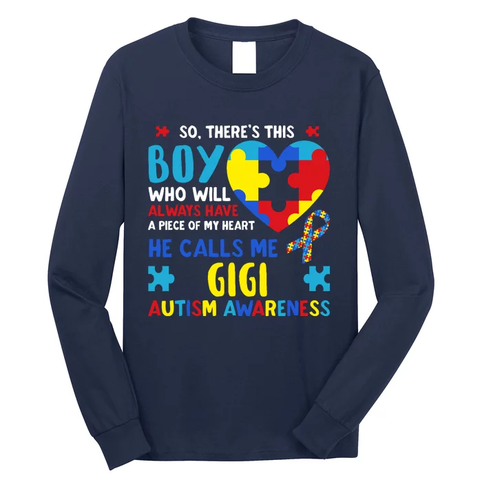 ThereS This Boy He Calls Me Gigi Gg Autism Awareness Long Sleeve Shirt