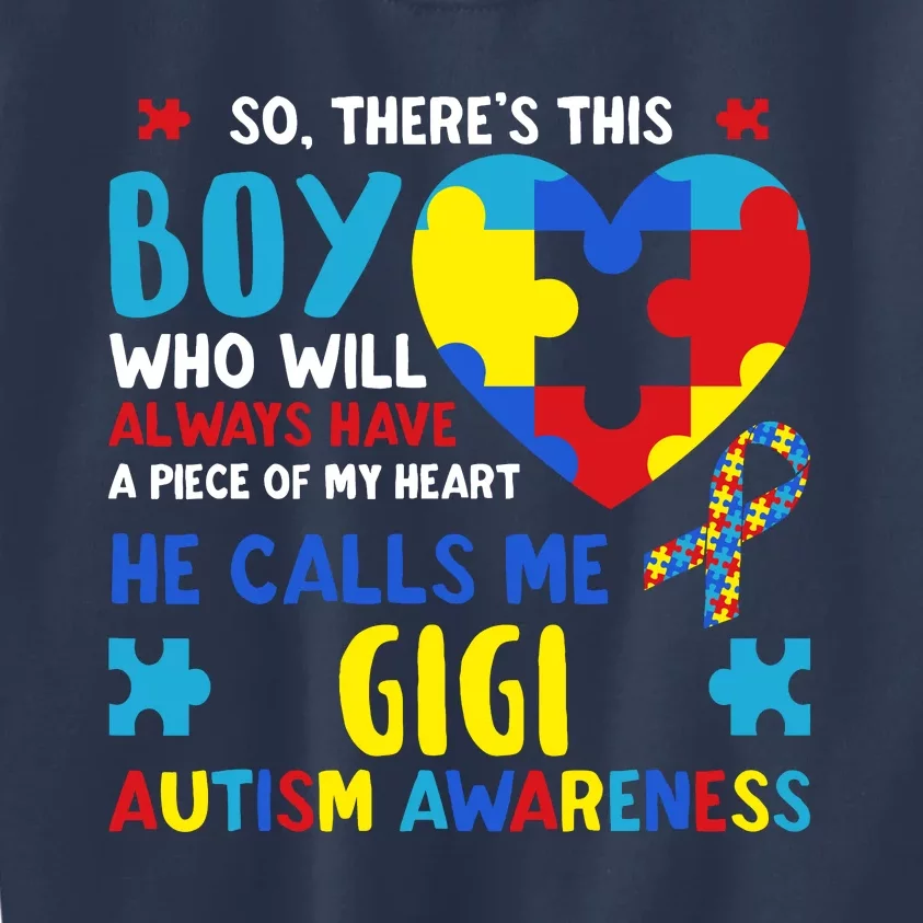 ThereS This Boy He Calls Me Gigi Gg Autism Awareness Kids Sweatshirt