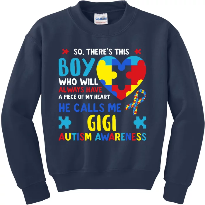 ThereS This Boy He Calls Me Gigi Gg Autism Awareness Kids Sweatshirt