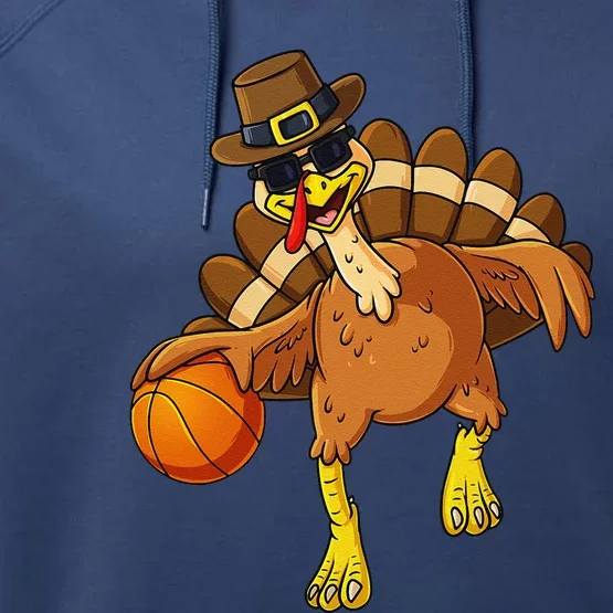 Thanksgiving Turkey Basketball Player Funny Gift Performance Fleece Hoodie