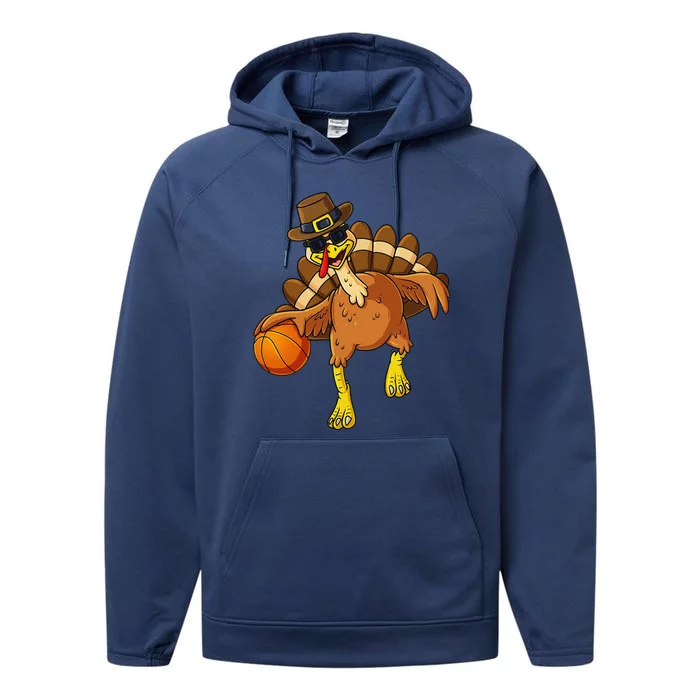 Thanksgiving Turkey Basketball Player Funny Gift Performance Fleece Hoodie