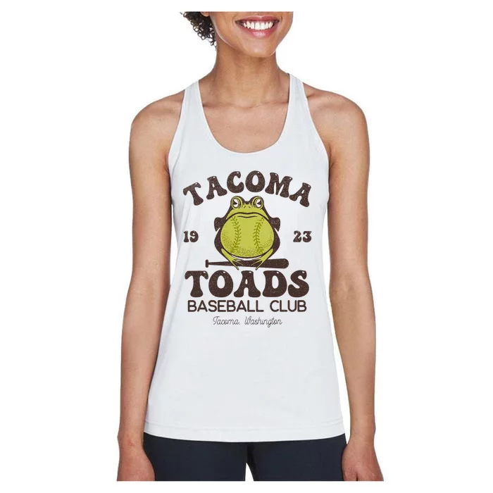 Tacoma Toads Baseball Retro Minor League Baseball Team Women's Racerback Tank