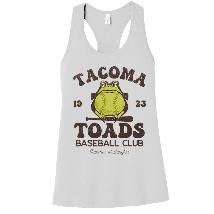 Tacoma Toads Baseball Retro Minor League Baseball Team Women's Racerback Tank