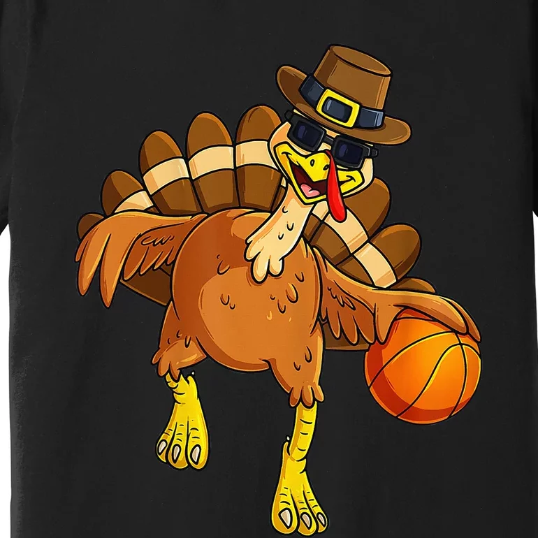 Thanksgiving Turkey Basketball Player Pilgrim Premium T-Shirt