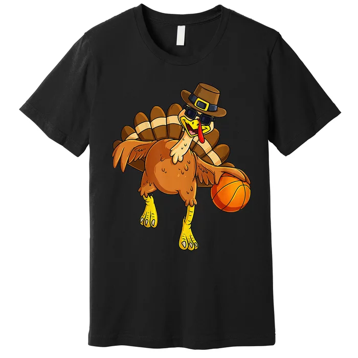 Thanksgiving Turkey Basketball Player Pilgrim Premium T-Shirt