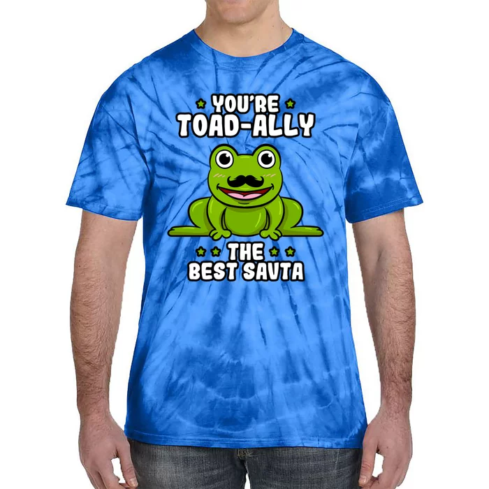 Toadgiftally The Best Savta Frog Lover Toad Grandfather Gift Tie-Dye T-Shirt