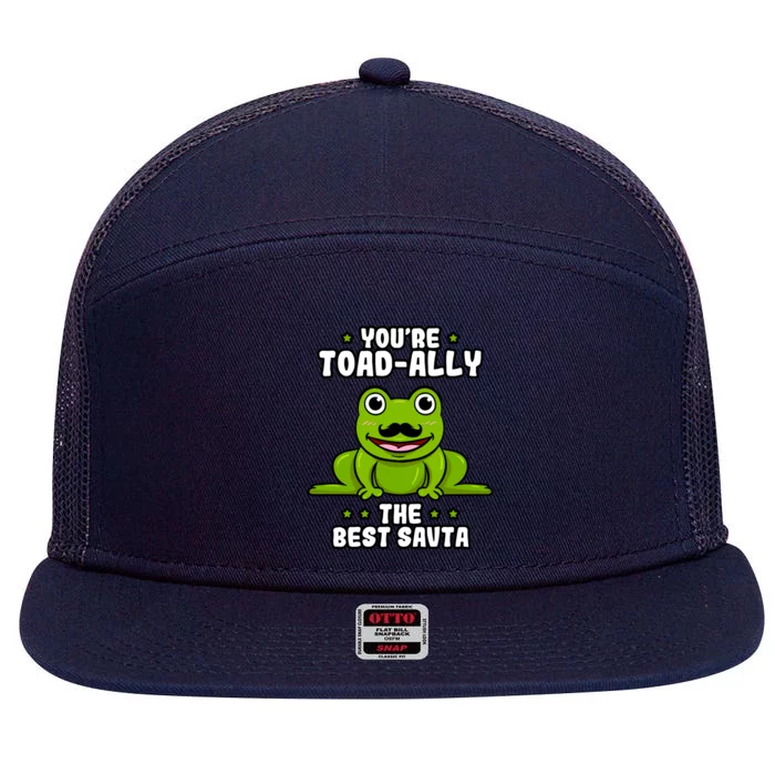 Toadgiftally The Best Savta Frog Lover Toad Grandfather Gift 7 Panel Mesh Trucker Snapback Hat