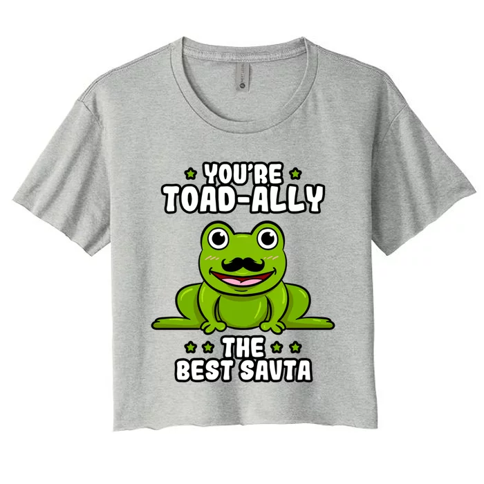 Toadgiftally The Best Savta Frog Lover Toad Grandfather Gift Women's Crop Top Tee