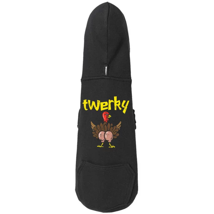 Twerky Turkey Butt Thanksgiving Twerk Dance Pun Doggie 3-End Fleece Hoodie