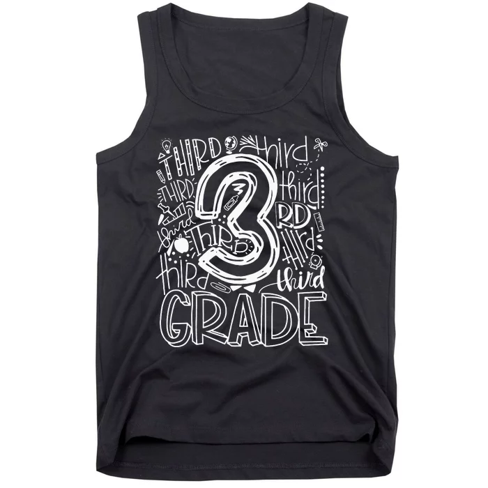 Team Teacher Back To School 3rd Third Grade Typography Tank Top