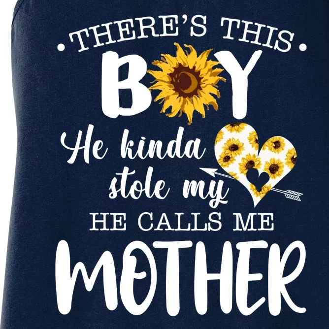 There's This Bo He Kinda Stole My Heart He Calls Me Mother Women's Racerback Tank