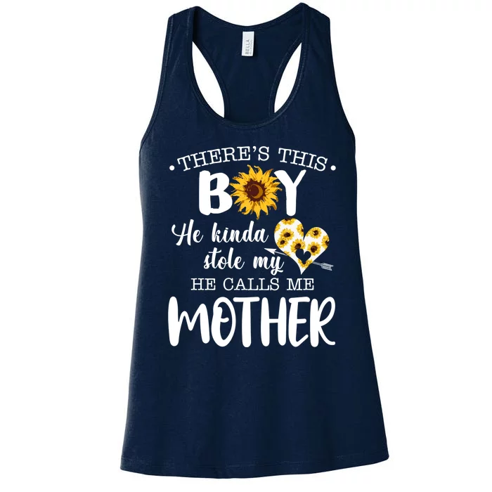 There's This Bo He Kinda Stole My Heart He Calls Me Mother Women's Racerback Tank