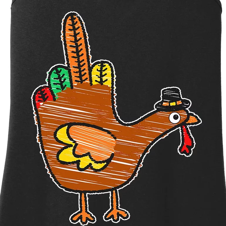 Thanksgiving Turkey Bird Middle Finger Ladies Essential Tank