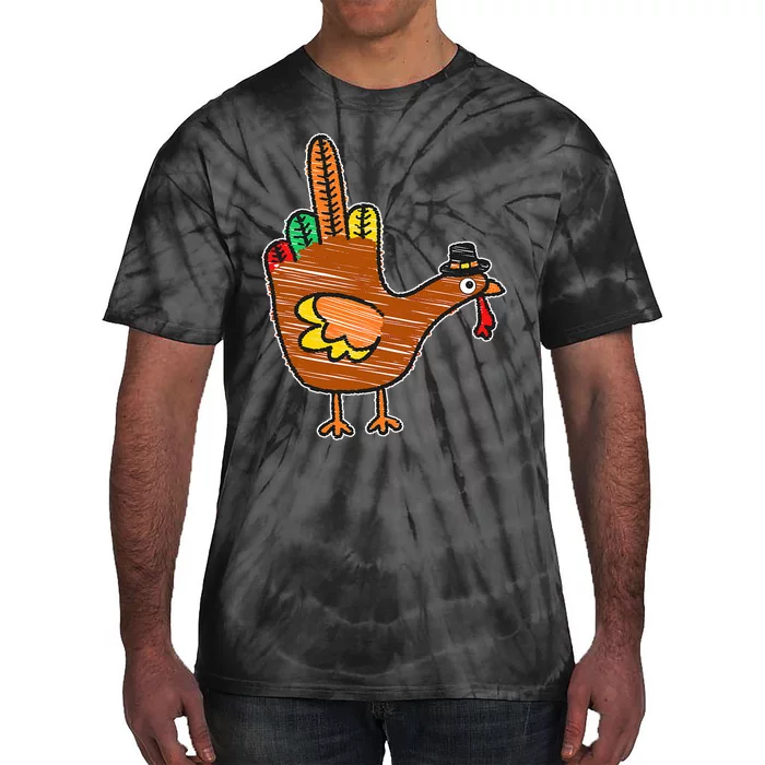 Thanksgiving Turkey Bird Middle Finger Tie-Dye T-Shirt