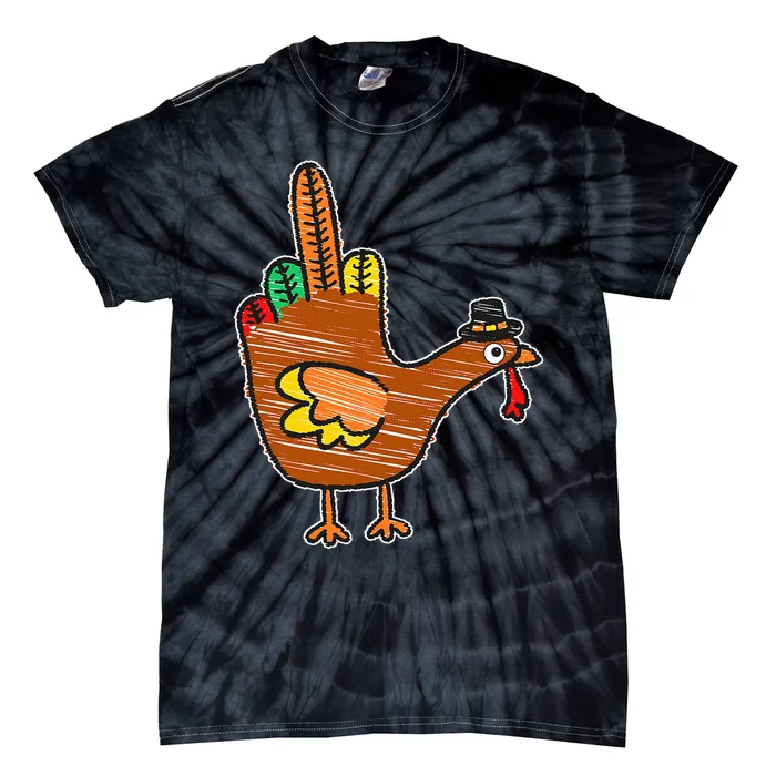 Thanksgiving Turkey Bird Middle Finger Tie-Dye T-Shirt