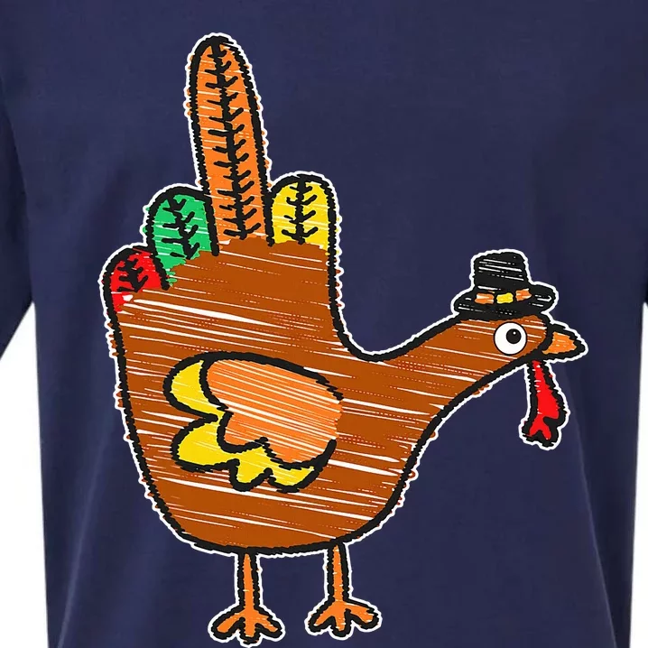 Thanksgiving Turkey Bird Middle Finger Sueded Cloud Jersey T-Shirt