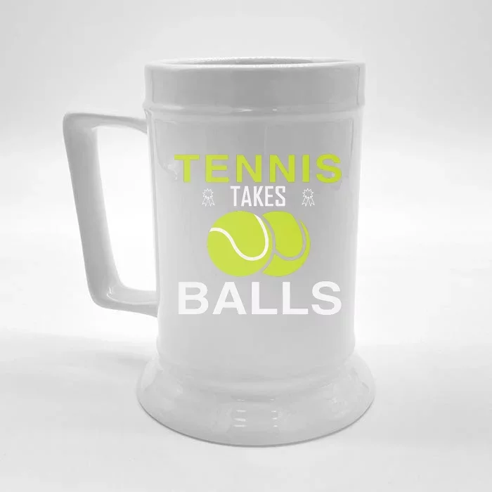 Tennis Takes Balls Front & Back Beer Stein