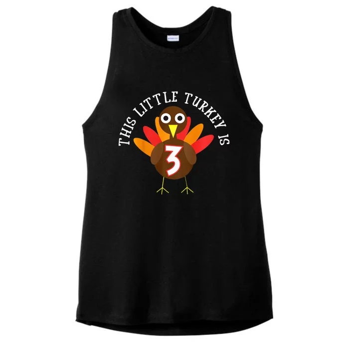 Thanksgiving Third Birthday Three Year Old Ladies Tri-Blend Wicking Tank