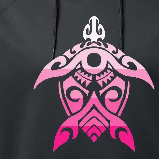 Tribal Turtle Breast Cancer Awareness Hawaiian Polynesian Performance Fleece Hoodie