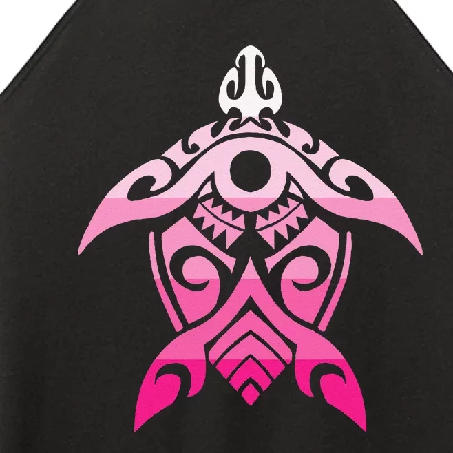 Tribal Turtle Breast Cancer Awareness Hawaiian Polynesian Women’s Perfect Tri Rocker Tank