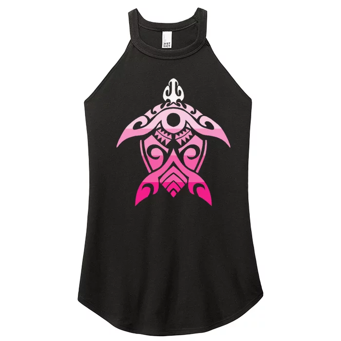 Tribal Turtle Breast Cancer Awareness Hawaiian Polynesian Women’s Perfect Tri Rocker Tank