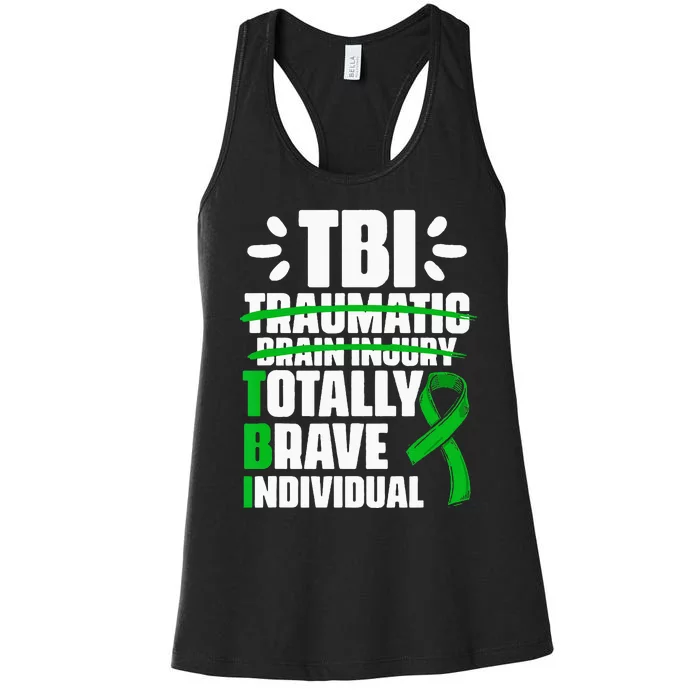 TBI Totally Brave Individual Traumatic Brain Injury Survivor Women's Racerback Tank